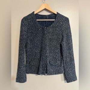 J. Crew Navy and White Tweed Boucle Blazer